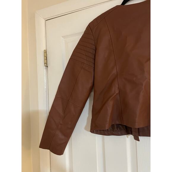 NY&C faux leather brown zip up jacket size medium - Picture 5 of 7